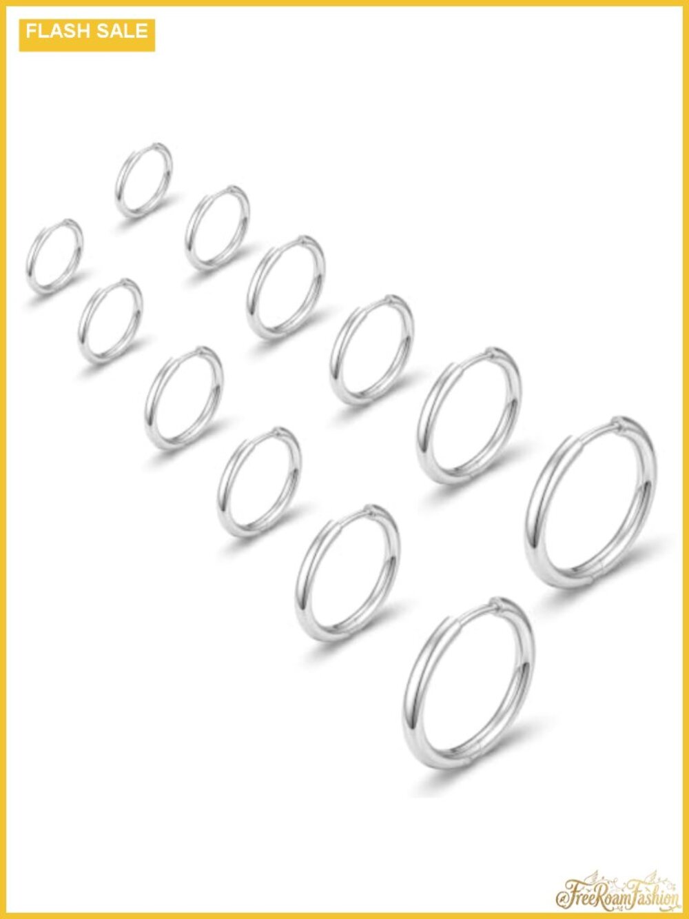 6 Pairs Small Hoop Earrings Surgical Steel Hypoallergenic Huggie Earrings